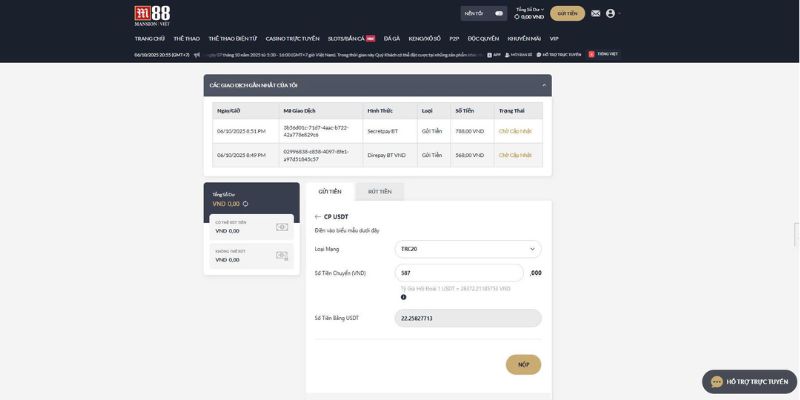 Nhập số tiền mong muốn và hoàn tất giao dịch